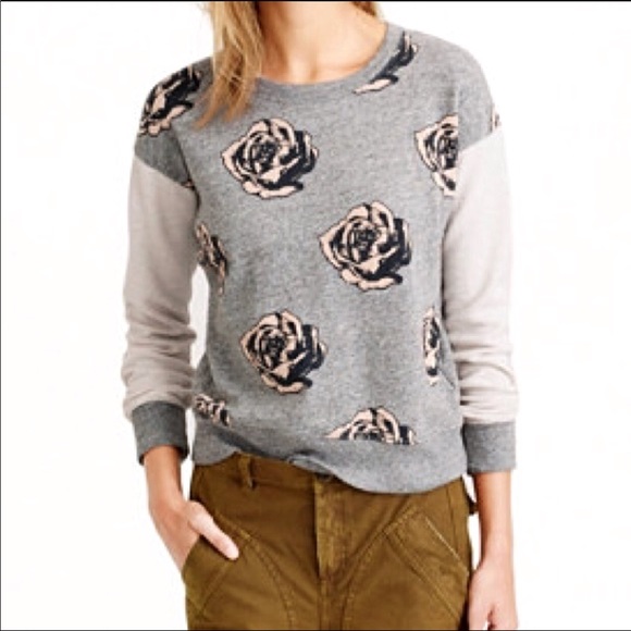 J. Crew floral rose pop art color block sweatshirt - Picture 3 of 5